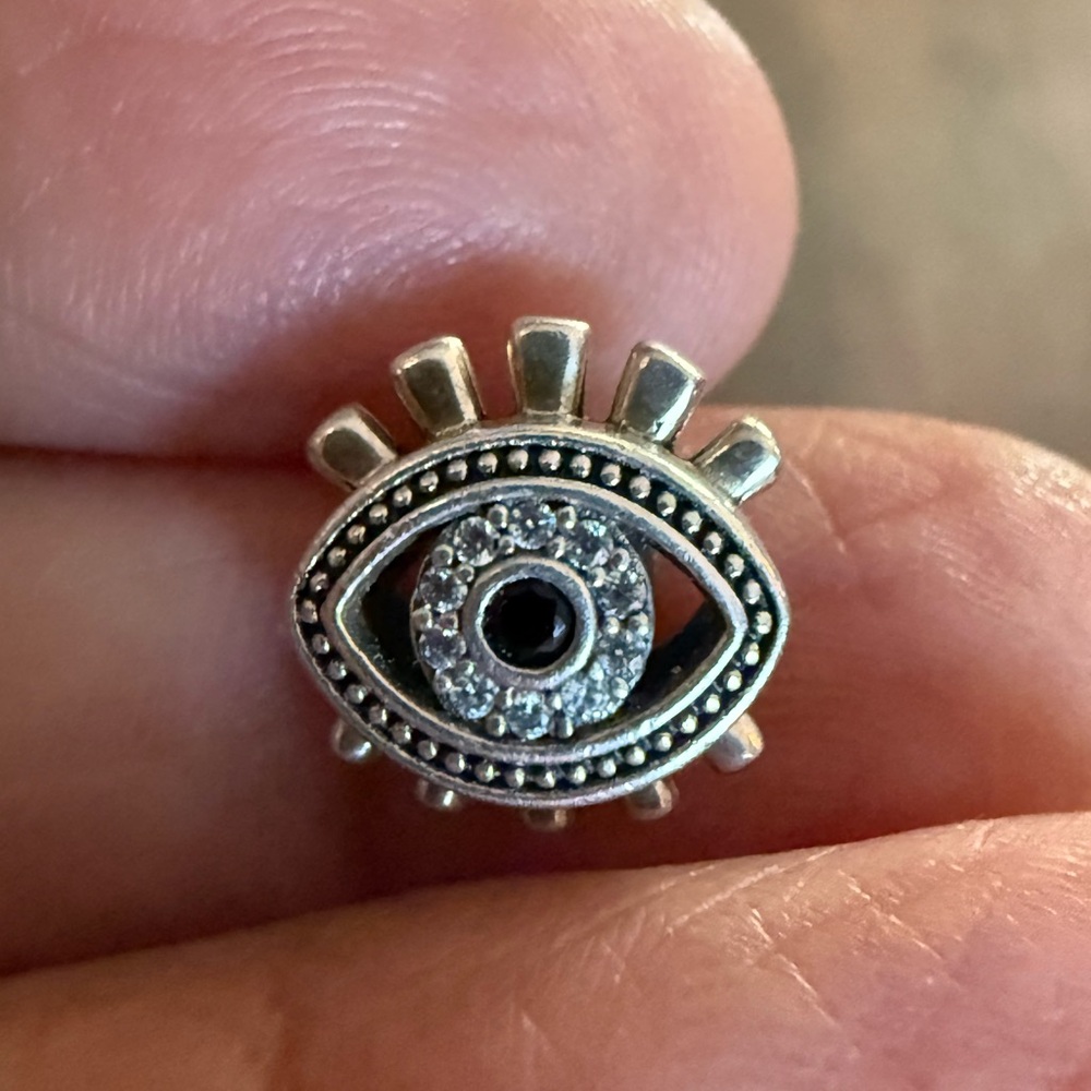 Silver Eye Design Stud Earring - image 1